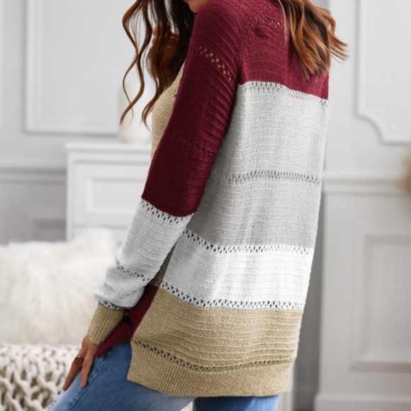 NWOT Knitted Colorblock Long Sleeve Sweater(2-38-A15) - Picture 5 of 7